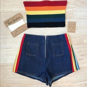 🌈Rainbow denim shorts🌈